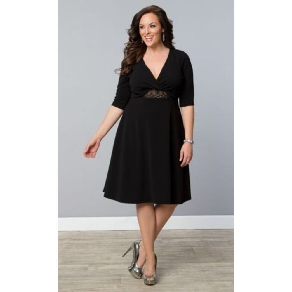 Kiyonna Black Party Dress Peek A Boo Perfection Style LBD Cutout 1X Sexy Date